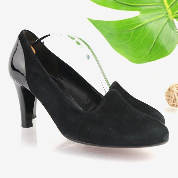 Gabor Womens Vision Pumps Size 8 Black Suede Patent Mid Heel Comfy Dress Shoes - Picture 13 of 13